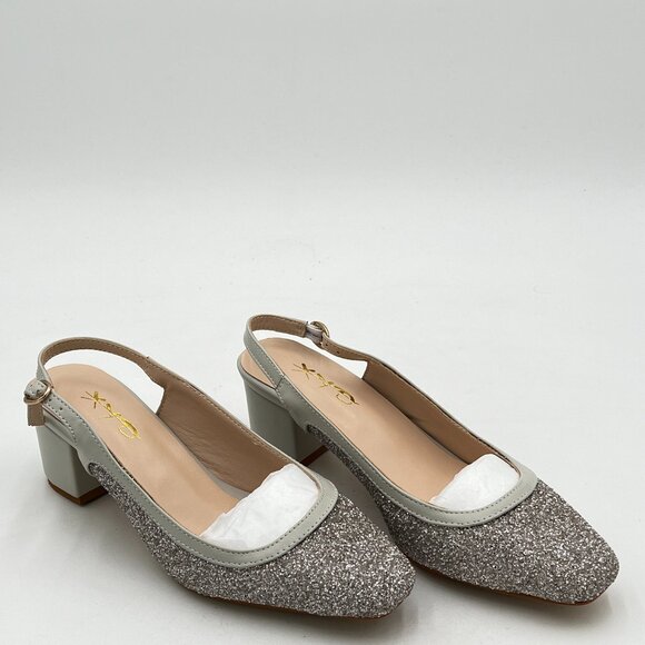 XYD Women Sparkly Low Chunky Block Heel Glitter Sandals Slingback Closed… - Picture 1 of 7